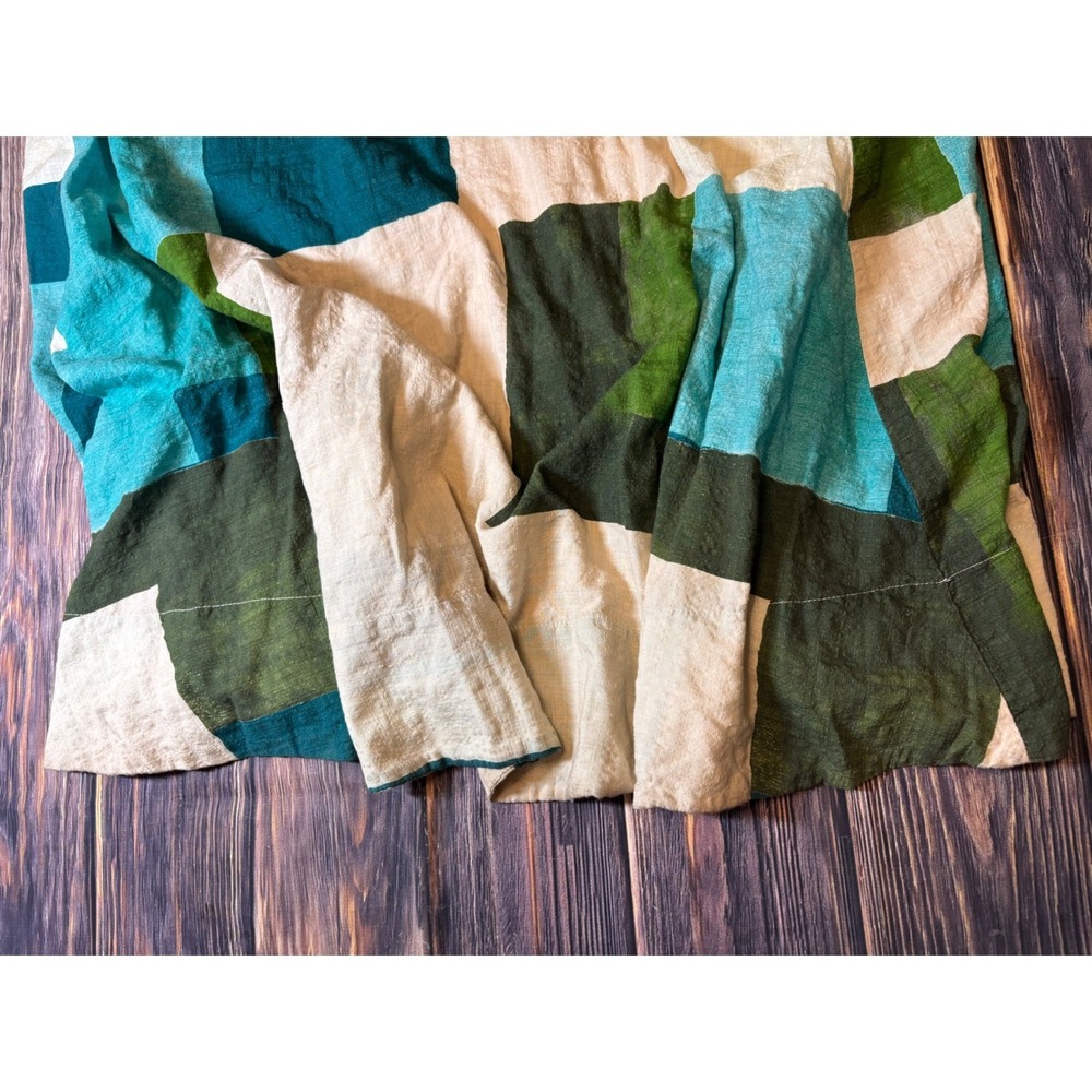 Banana Republic Maxi Dress Womens L Teal Cream Green Patchwork Strappy - Picture 8 of 11